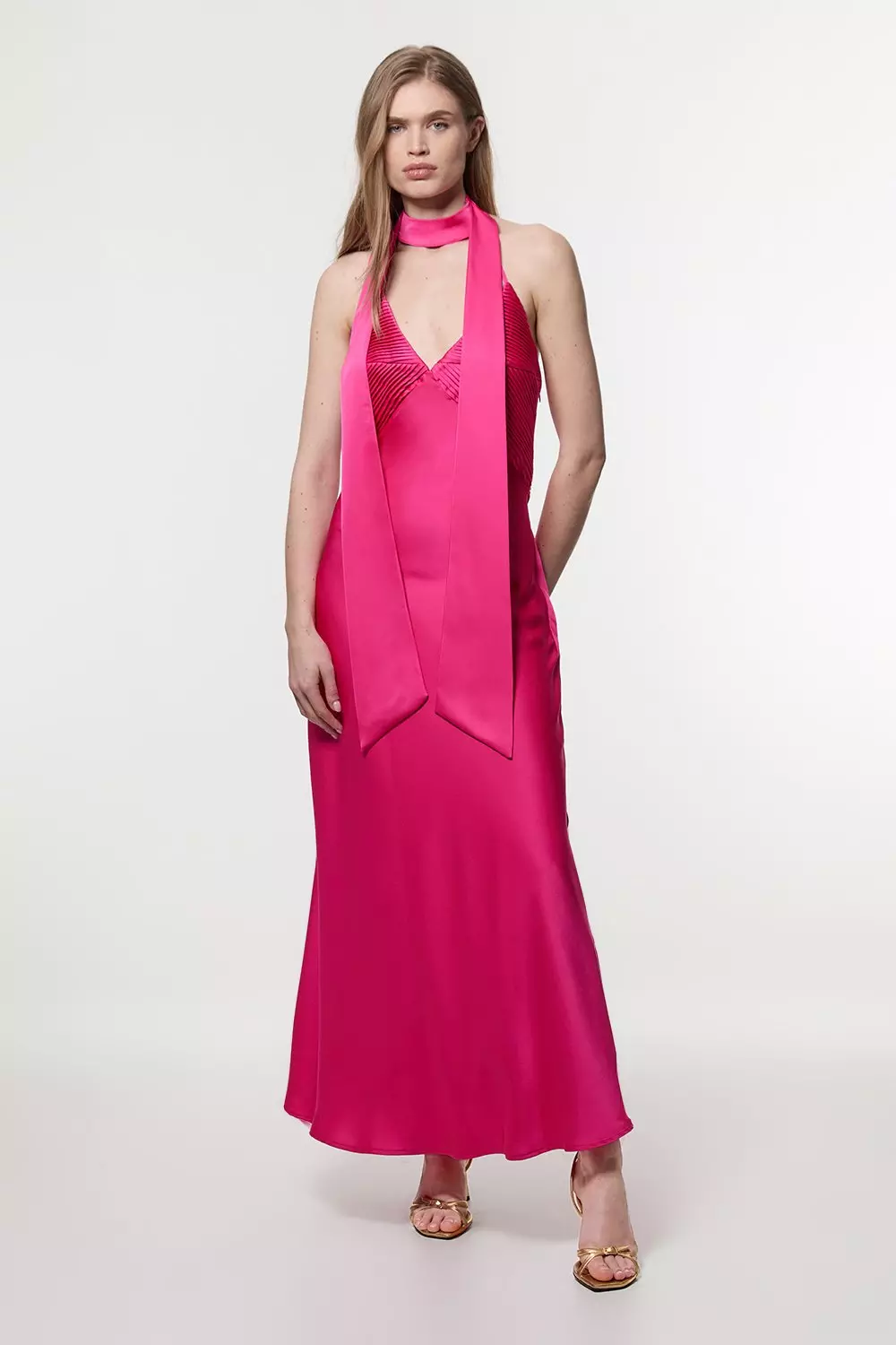 ◆KAREN MILLEN◆ ホルターネックオープンバックドレス/hot pink bkk23010_hot%20pink_xl?pdp.